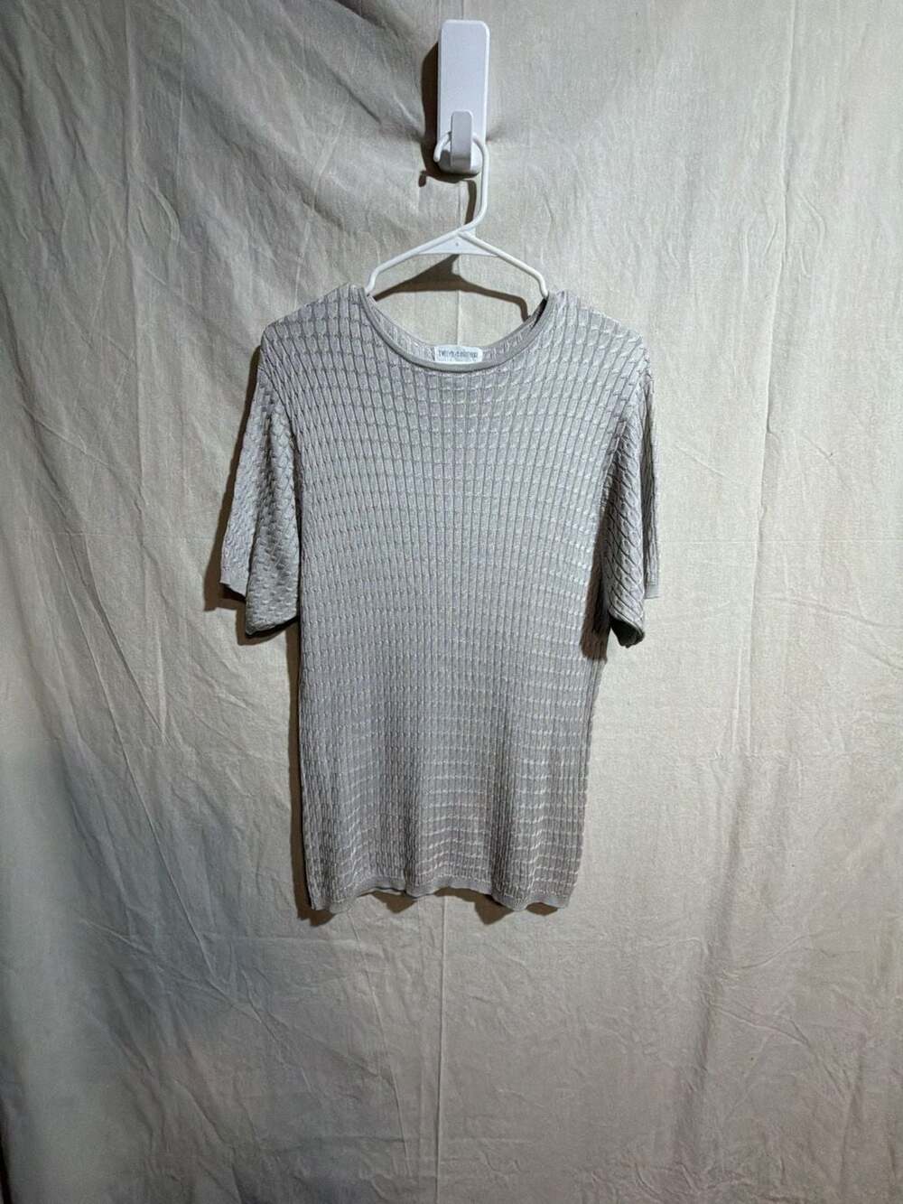Evelyn & Arthur Women's 100% Silk Short Sleeve Textured Knit Sweater Top